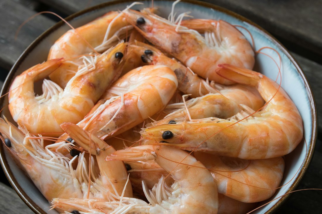 Seafood ingredients arranged for a meal